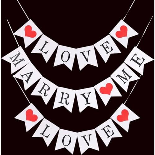 Marry Me Paper Banner Marry Rustic Garland Flag Photo Props Banners Party Wedding Engagement Party Decoration
