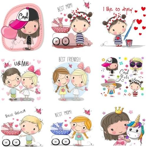 Iron-on Transfers for Clothing Girls Patches for Clothes Stickers Diy Cute Patch Flex Fusible Transfer Vinyl Adhesive Stripe C