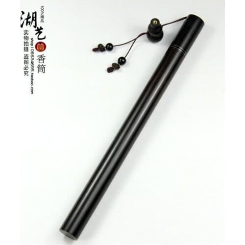 Delicate ebony long hand inlaid silver joss stick tube creative fragrant incense inserted tube with gourd pipe 10 grams