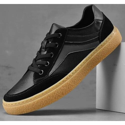 British Mens Black Casual Comfort Shoes Fashion Designer Round Toe Lace Up Flat Platform Daily Male Zapatos Size 38-44 ERRFC