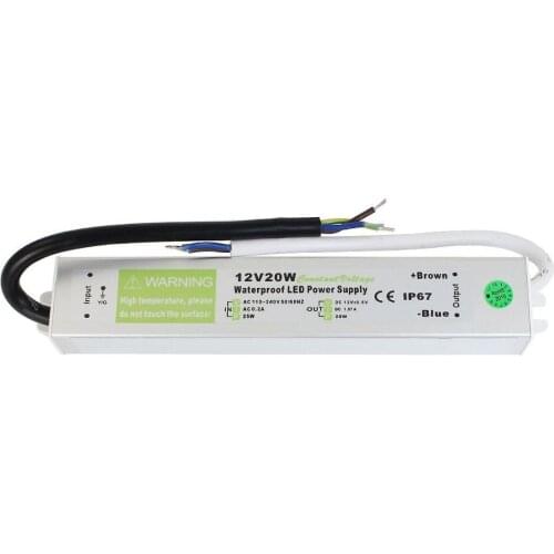 AC 90-250V to DC 12V 20W Waterproof ip67 Electronic LED Driver Adapter Outdoor Use Power Supply Led Strips Lighting Transformer