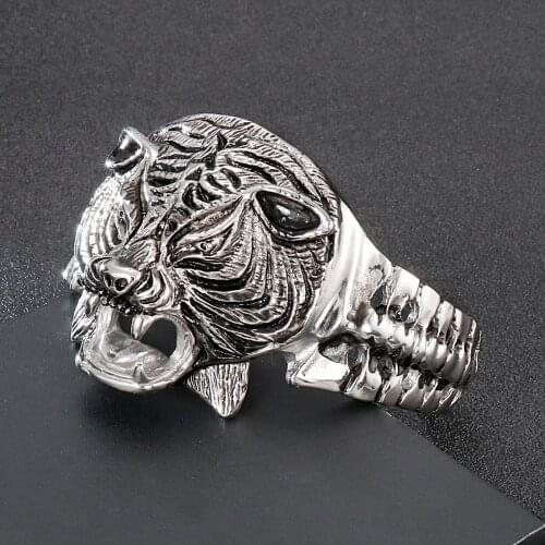 High Quality Man Bracelet Jewelry Punk Domineering Titanium Steel Big Tiger Bangle For Men Jewels Store JB42915-D