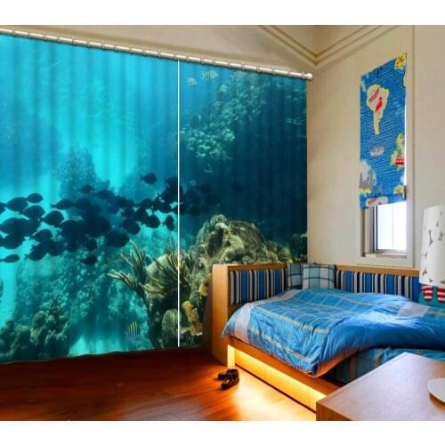 Ocean curtains Window Blackout Luxury 3D Curtains set For Bed room Living room Office Hotel Home Wall Decorative Shading curtain