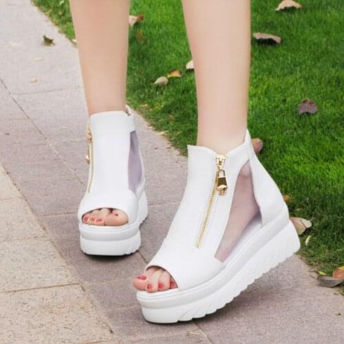 Dropshipping New Summer Wedge Heels Women Sandals Open Toe Fish Head Platform Shoes High Heels Breathable Women Shoes 19SS