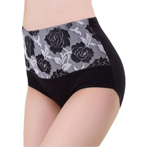 High Waist Underwear Women Seamless Panties Floral Briefs Plus Size Cotton Underpants Printed Calcinhas Girls Sexy Panty Lady