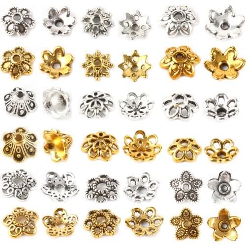 1pack Charms Hollow Open Filigree Flower End Beads Cap Jewelry Making For Needlework Diy Handicrafts Accessories