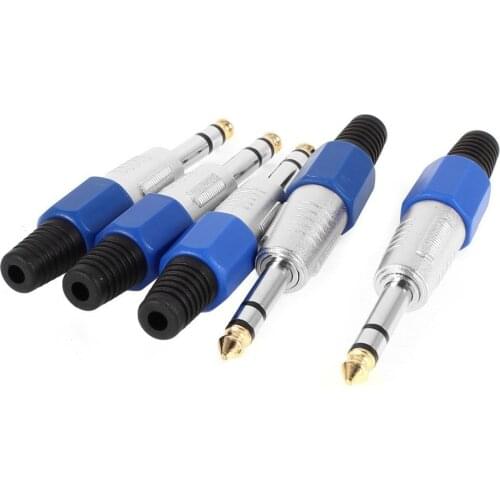 10 pcs Audio 6.35mm 1/4 inch Straight Stereo Jack Male Plug Head Gold Plated Adapter Converters Inline connector