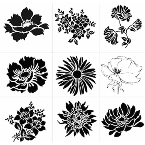 14.1x13cmx9PCS Cover templat scrapbook stencils spray plastic mold shield DIY cake hollow Embellishment printing lace ruler