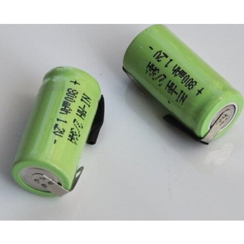 2-10PCS 1.2V 2/3AA rechargeable battery 800mah 2/3 AA ni-mh nimh cell with soldering tabs for Electric razor shaver solar light