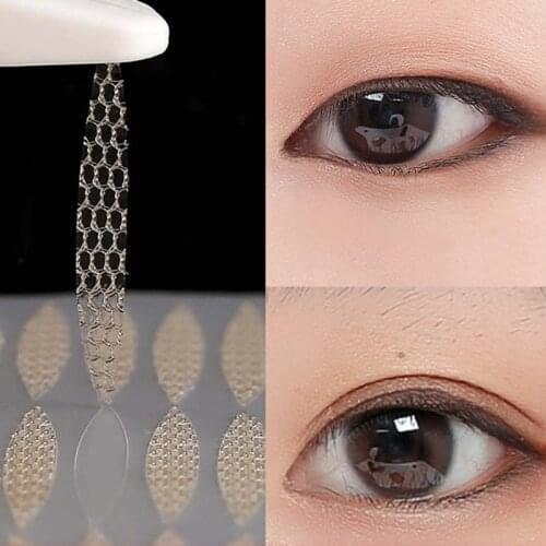 240pcs/5 Packs Gauze Mesh-Lace Invisible Double-fold Eyelid Sticker Transparent Invisible Self-adhesive Eyelid Tape Sticker