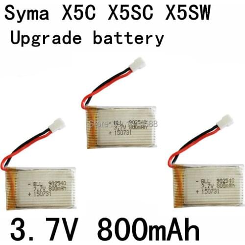 3PCS 800mAh Battery For Syma X5 X5C X5SW X5C-1 V931 H5C CX-30 CX-30W SS40 FQ36 T32 T5W H42 Quadcopter Spare Parts