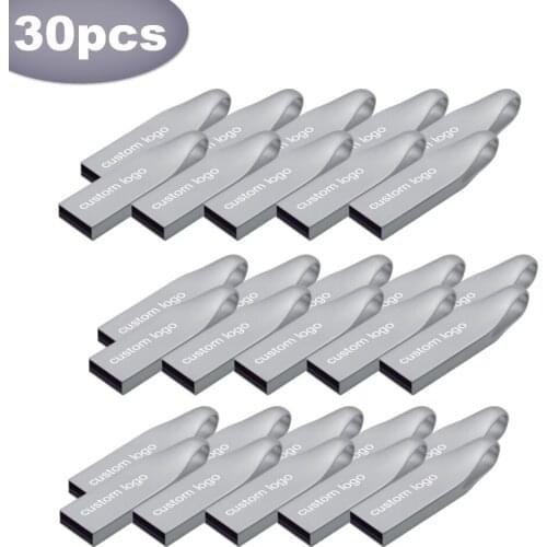30pcs/lot metal Custom logo flash drive memory stick pendrive cle USB Flash Drive 16GB 32GB 64GB pen drive usb For photography