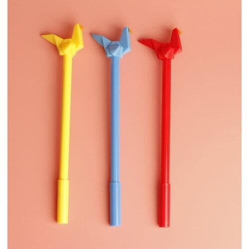 36 pcs/lot Creative 3D Crane Gel Pen Cute 0.5mm black Ink Signature Pens Promotional Gift Office School Writing Supplies