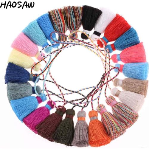 5CM 2Pcs/Lot Cotton Double Tassels With Long Line Colorful Charms Pendant For DIY Jewelry Necklace/Accessories Parts/Components