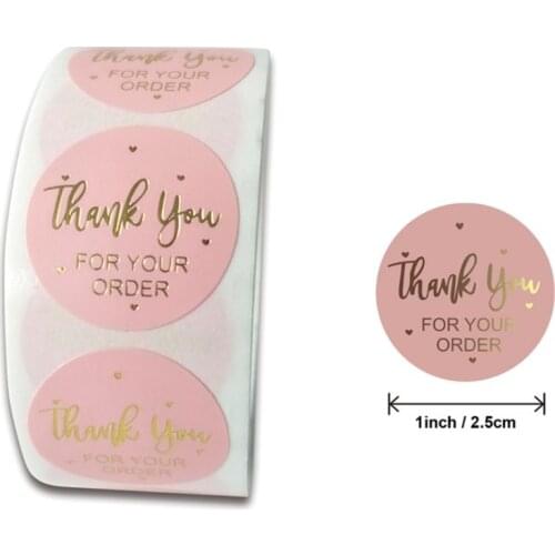 500 labels/roll Thank You for Your Order Stickers with Gold Foil Round Seal Labels Handmade Scrapbooking