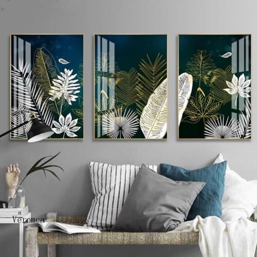 Abstract White Gold Plant Leaf Poster Botanical Canvas Print Nordic Style Painting Creative Picture Modern Home Decoration