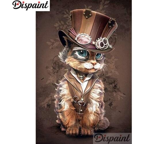 Dispaint Full Square/Round Drill 5D DIY Diamond Painting "Animal Cat scenery" 3D Embroidery Cross Stitch Home Decor Gift A18949