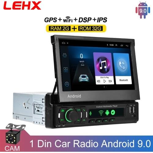 LEHX Radio1din Android Wifi 7" HD Auto universal GPS Navig Retractable Screen Car Radio multimedia audio Video Player no DVD