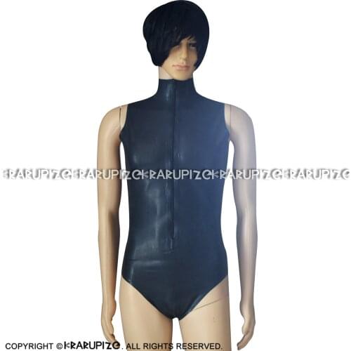 Black Sexy Latex Swimsuit With Front Zip Rubber Catsuit Bodysuit Overall Zentai Body Suit LTY-0085