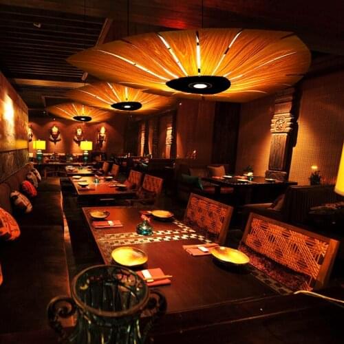 Japan Chinese Style led Wood Veneer pendant light Living Room Restaurant Dining Room hanging lighting lamp