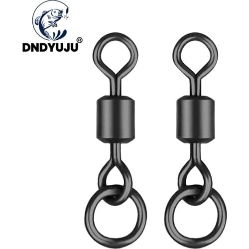 DNDYUJU 30pcs Size4#-14# Carp Fishing Swivels Quick Change Ring Swivels Matt Black Micro Hook Ring Link Ring with Rolling Swive