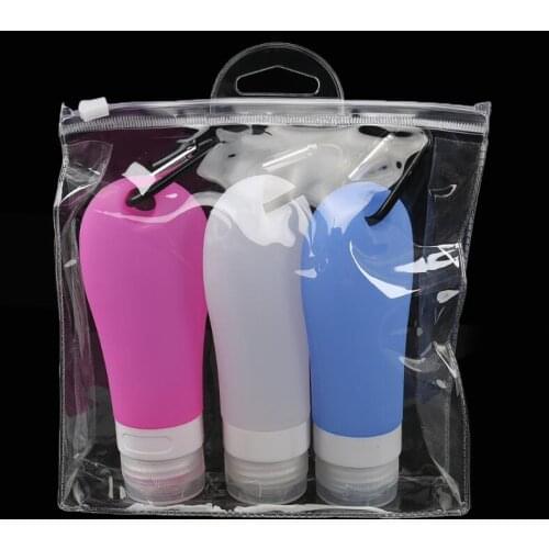 3pcs/set Travel water bottle Silicone Bottle Shampoo Shower Gel Sub-bottling Tube kit Empty Silicone Packing Bott