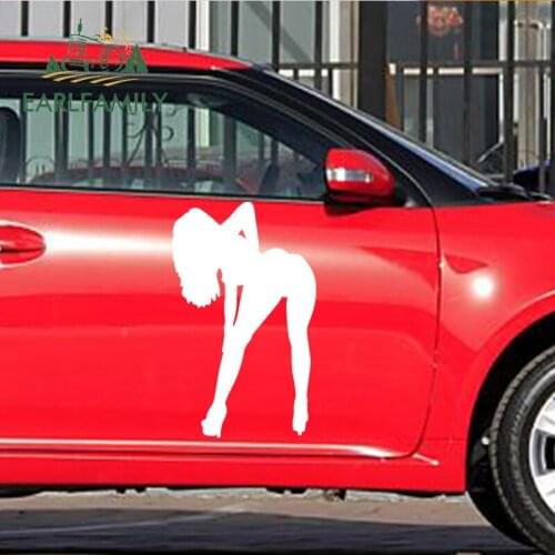 EARLFAMILY 2x Sexy Beauty Model Long Hair Fluttering Seductive Bend Car Sticker Truck Window Kayak Canoe Vinyl Decal