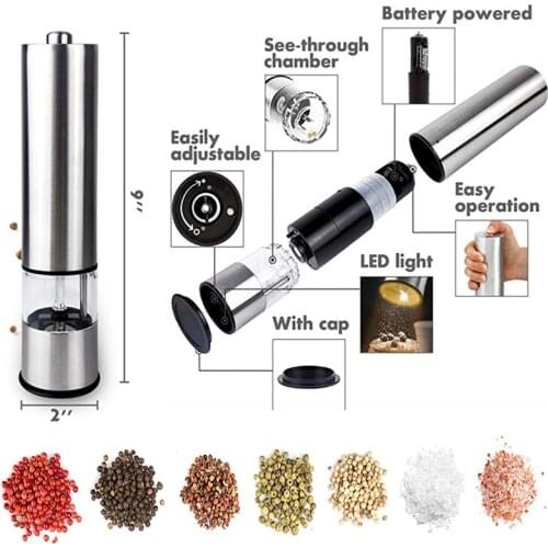 Electric Salt Pepper Grinder Kitchen Tools Automatic Pepper Mill and Salt Grinder Convenient Adjustable Grind Coarseness 후추그라인더