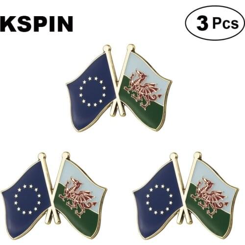 EU & WALES Lapel Pin Brooches Pins Flag badge Brooch Badges