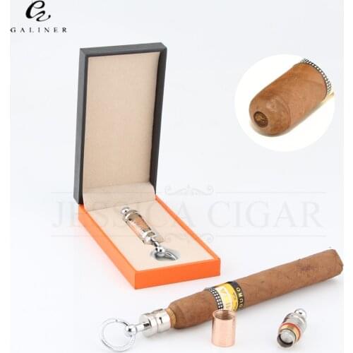 GALINER Removable Cigar Punch Metal Cigar Cutter Puncher 2 Size Guillotine For COHIBA Cigars With Key Ring Gift Box
