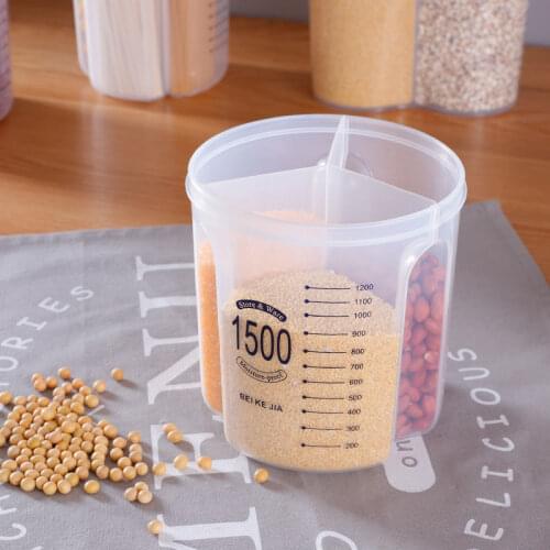 Grain Sealed Fresh-Keeping Storage Tank Compartment Food Container Transparent Plastic Moisture-Proof Storage Box Kitchen Tools