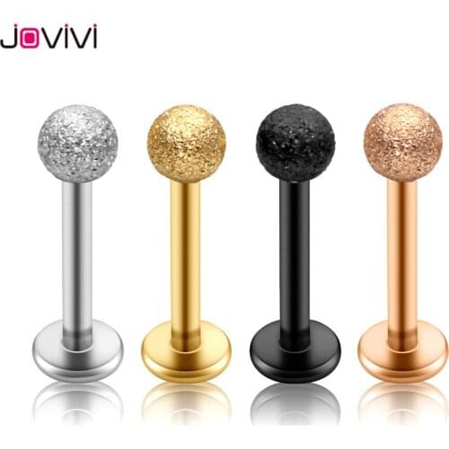 Jovivi Stainless Steel 16G Labret Monroe Lip Rings Cartilage Helix Tragus Nose Piercing 3mm Matte Ball 8mm Straight Bar Barbell