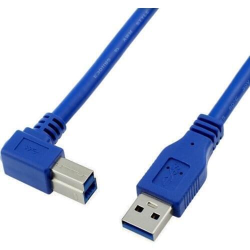 USB 3.0 Type A Male to B Male 90 degree elbow Angled Printer Cable Cord blue color 3m
