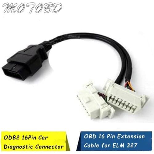 For Honda 2 In 1 OBDII ODB 16Pin Car Connector CABLE OBD2 Extension Cable ELM 327 Male To Dual Female Y Splitter Extension Cable