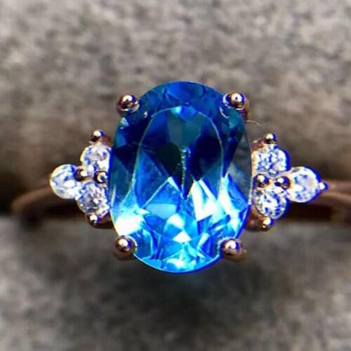The New Launch Of 925 Sterling Silver Rose Gold Plated Natural Topaz Ring