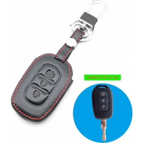 Leather Case Cover Fob Key For Renault Duster Logan Sandero Captur Clio Laguna Scen 2015 2016 2017 3 Buttons Remote