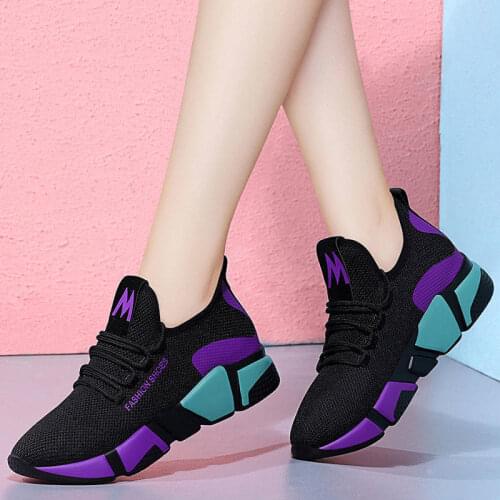 Sneakers 2021 Trendy Ladies Sports Shoes Tenis Feminino Black or White Casual Jogging Shoes Thick-soled Vulcanized Shoes Trainer