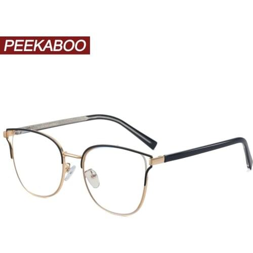 Peekaboo metal glasses optical female square frame clear lens blue light ladies fashion spectacle frames for women accessories