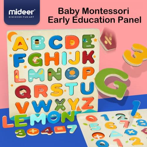 Mideer Early Childhood Education Cognitive Wooden Digital Three-dimensional Alphabet Board Baby Montessori Educational Puzzle