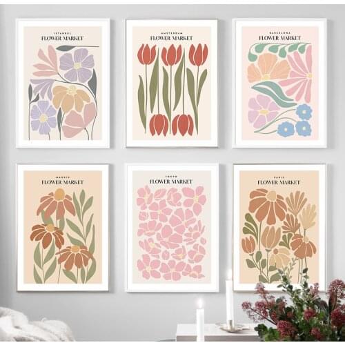 Wall Art Canvas Painting Colorful Abstract Flowers Market Nordic Posters And Prints Wall Pictures For Living Room Bed Room Decor