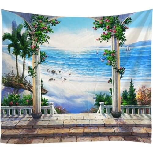 Windows Scenery Tapestry Wall Hanging Cloth Bed Spread Beach Towel Table Cloth Yoga Mat House Decoration Living Room Decoration
