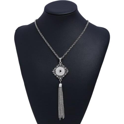 New Snap Jewelry Vintage Metal Snap Button Necklaces 18mm Snap Pendant Necklace For Women Girls DIY Button Jewelry