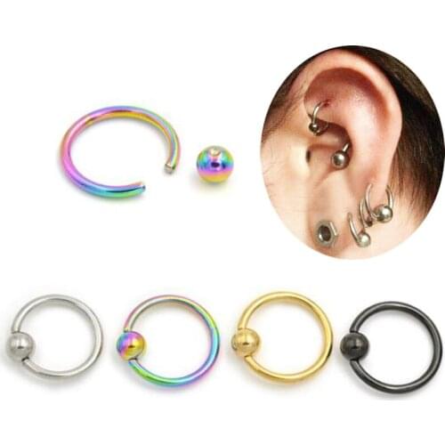 2 Pieces/lot 16G 1.2mm Stainless Steel Captive Hoop Rings Eyebrow Tragus Earring Nose Ring Closure Nipple Body Piercing Jewelry