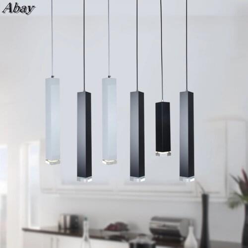 Dimmable LED Pendant Lights Cylinder Hanging Lamps Kitchen Dining Room Shop Bar Decoration Cord Pendant Lamp Background Lighting