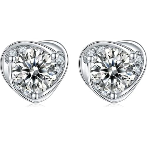 BOEYCJR 925 Silver Heart F color 0.5ct Moissanite VVS Fine Jewelry Diamond Stud Earring for Women