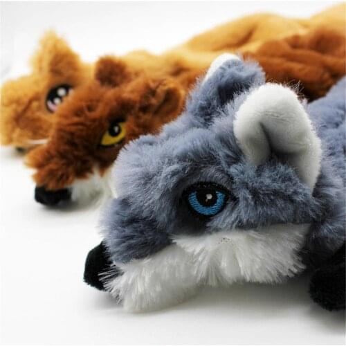 Cute plush toys squeak pet wolf animal plush toy dog chew squeaky whistling involved squirrel dog toys