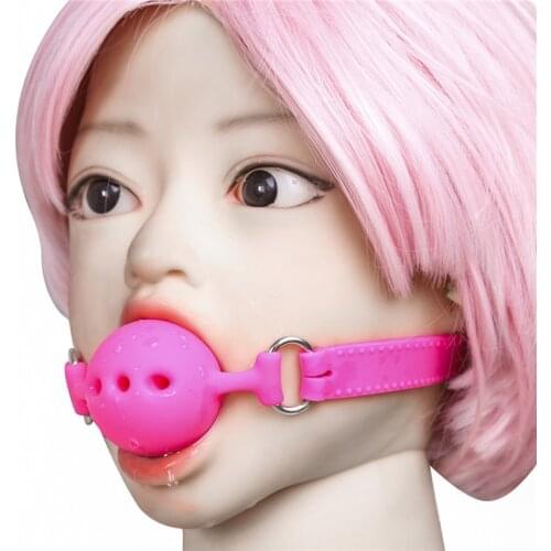 Slaver Silicone Mouth Gag Ball with Slobber Hole Open Mouth Plug Bdsm Bondage Mouth Stuffed Balls Adult Toys for Woman Sex Games