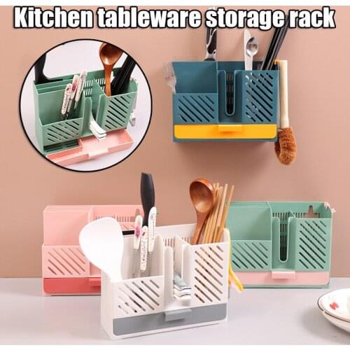 Cutlery Drain Chopsticks Spoon Holder Wall Mounted Easy To Install Kitchen Utensils Chopsticks Drying Storage Basket Storage