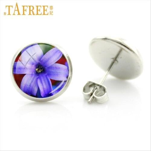 TAFREE 2017 beauty women girls earrings charms purple pink Hyacinth flower stud earrings bridal wedding party jewelry gifts E948
