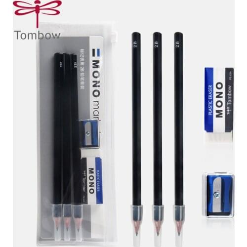 TOMBOW XCMA-PLMKN2B Exam Pencil Set Tub Dedicated 2B Pencil Exam Pen Eraser Pencil Sharpener Transparent Pen Bag